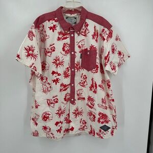 Sabit Mens Aloha Camp Shirt Size 4X Hawaiian Tropical Graphic Button Hula Girls